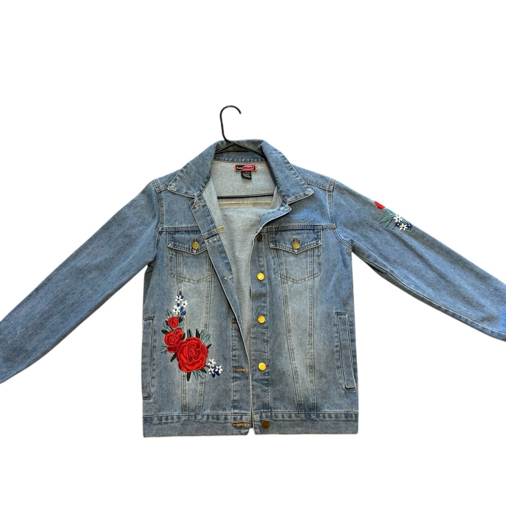 Woman’s Denim Jacket with Floral Embroidery